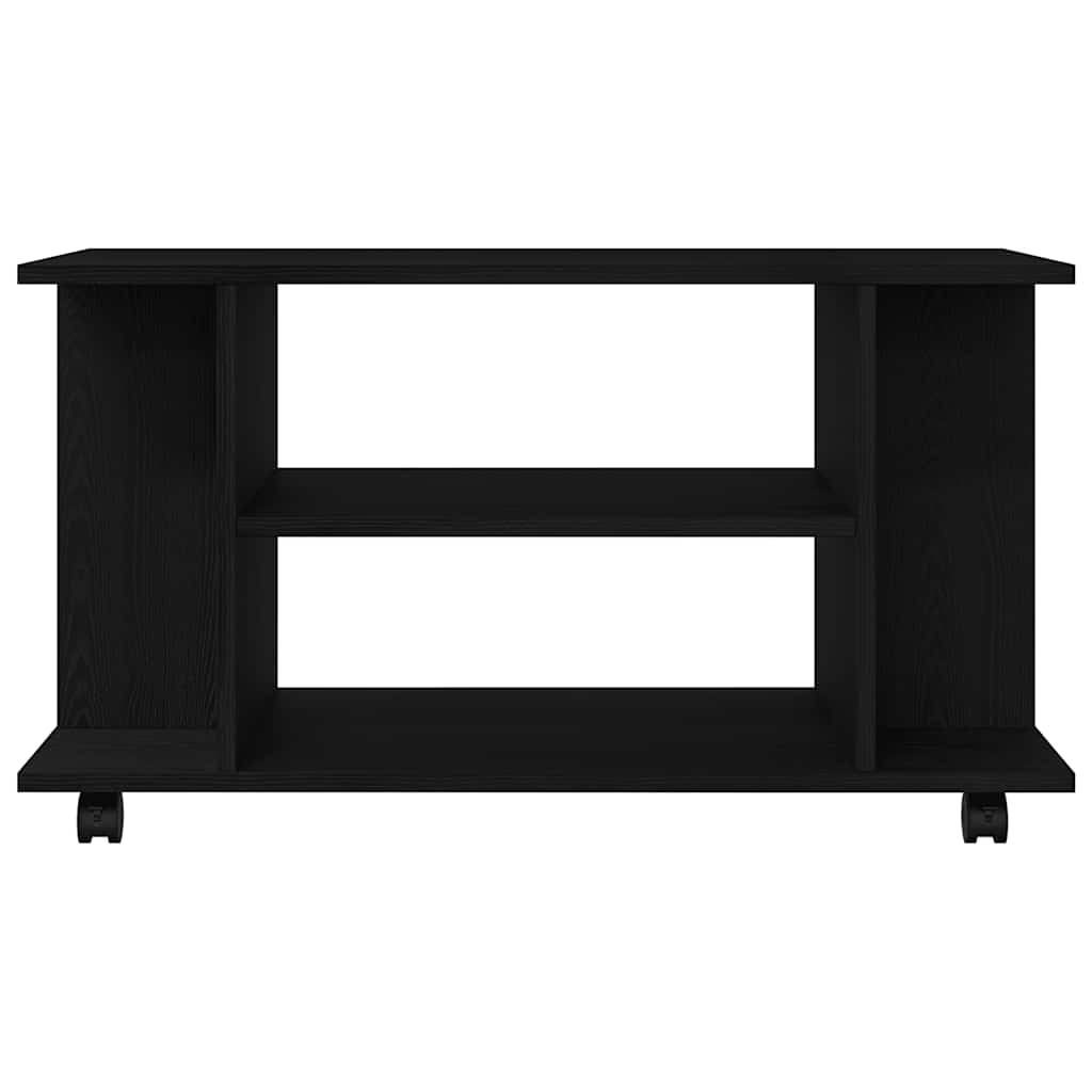Meuble TV à roulettes, aspect chêne noir, 80x40x45 cm