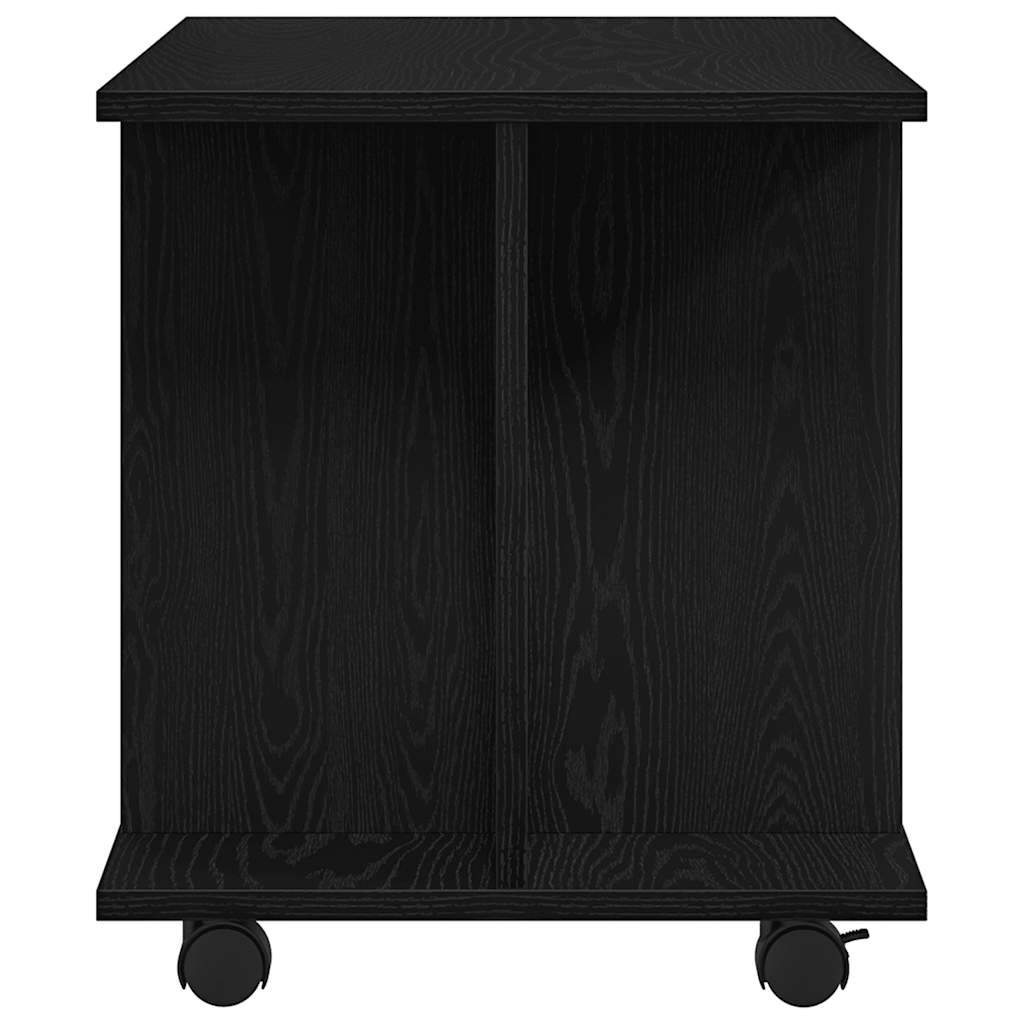 Meuble TV à roulettes, aspect chêne noir, 80x40x45 cm