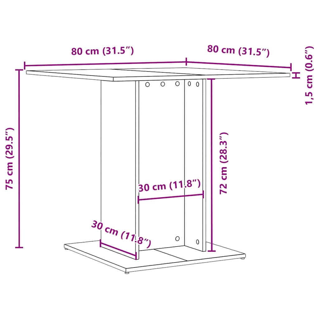 Esstisch Schwarz Eichen-Optik 80x80x75 cm Holzwerkstoff