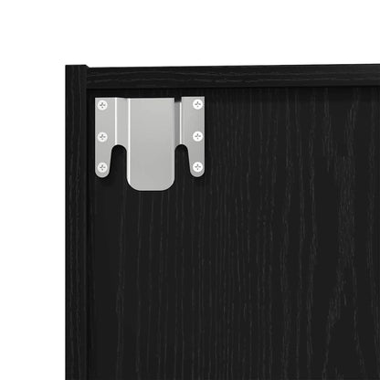 Bücherregal Wandhalterung Schwarz Eichen-Optik 143 x 30 x 36 cm