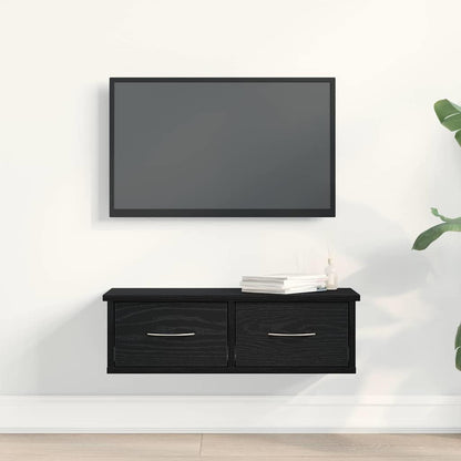 Wandschrank Wandhalterung Schwarz Eichen-Optik Holzwerkstoff