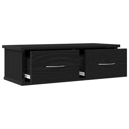 Wandschrank Wandhalterung Schwarz Eichen-Optik Holzwerkstoff
