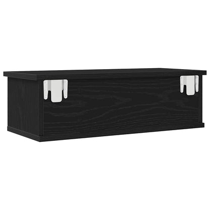 Wandschrank Wandhalterung Schwarz Eichen-Optik Holzwerkstoff