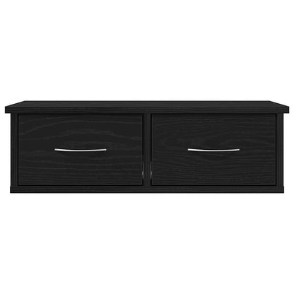 Wandschrank Wandhalterung Schwarz Eichen-Optik Holzwerkstoff