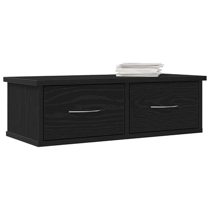 Wandschrank Wandhalterung Schwarz Eichen-Optik Holzwerkstoff