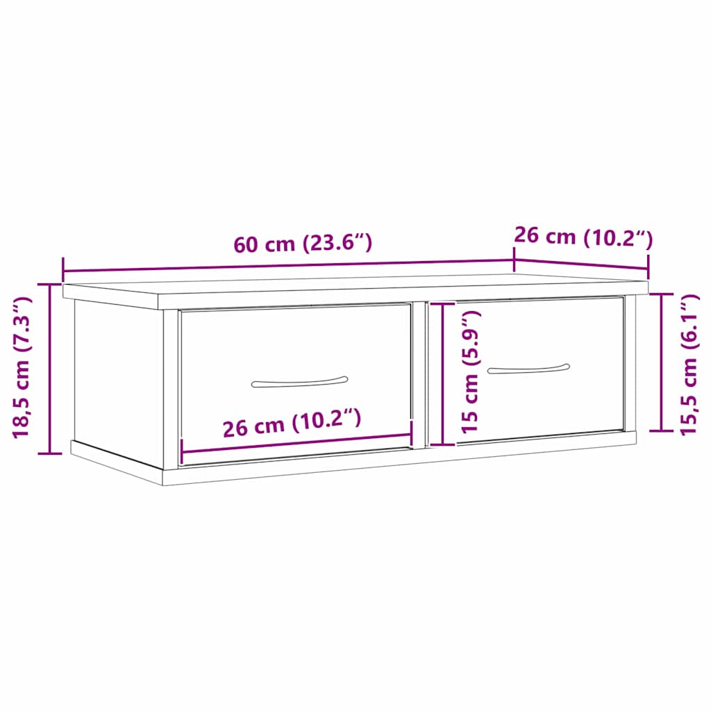 Wandschrank Wandhalterung Schwarz Eichen-Optik Holzwerkstoff