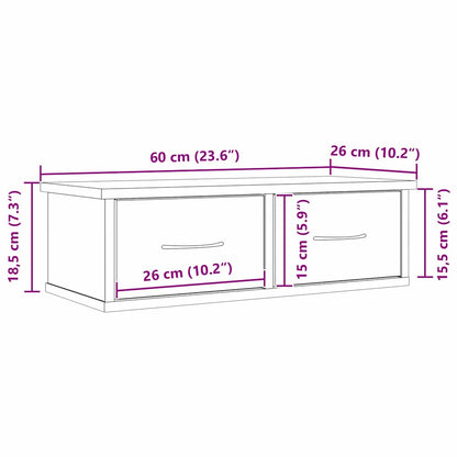 Wandschrank Wandhalterung Schwarz Eichen-Optik Holzwerkstoff