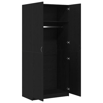 Kleiderschrank Schwarz Eichen-Optik 90 x 52 x 200 cm