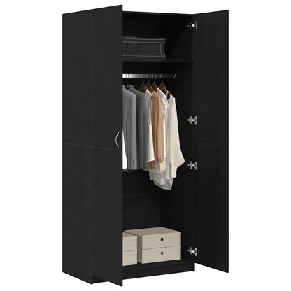 Kleiderschrank Schwarz Eichen-Optik 90 x 52 x 200 cm