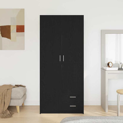 Kleiderschrank Schwarz Eichen-Optik 80 x 52 x 180 cm