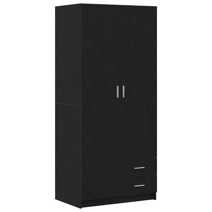 Kleiderschrank Schwarz Eichen-Optik 80 x 52 x 180 cm