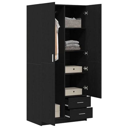 Kleiderschrank Schwarz Eichen-Optik 80 x 52 x 180 cm