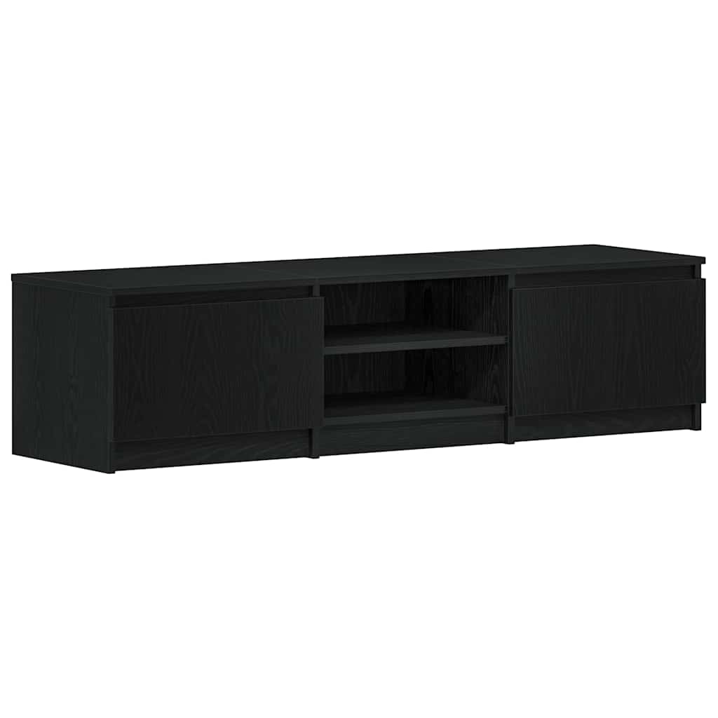 Meuble TV aspect chêne noir 140x40x36 cm matériau bois