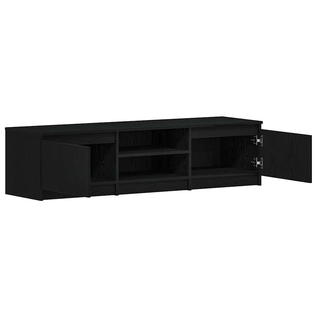 Meuble TV aspect chêne noir 140x40x36 cm matériau bois