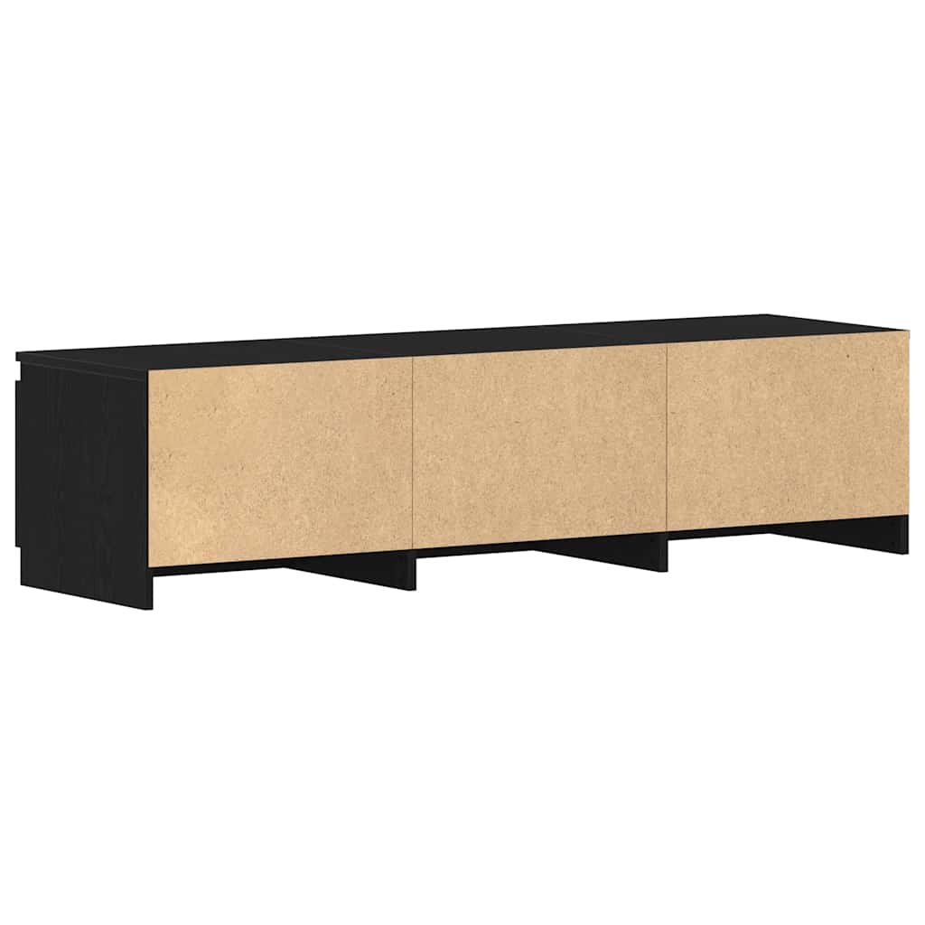 Meuble TV aspect chêne noir 140x40x36 cm matériau bois