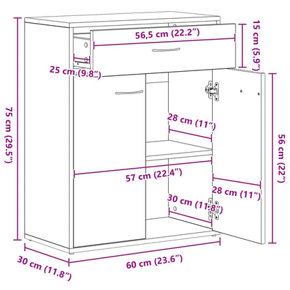 Sideboard Schwarz Eichen-Optik 60 x 30 x 75 cm Holzwerkstoff