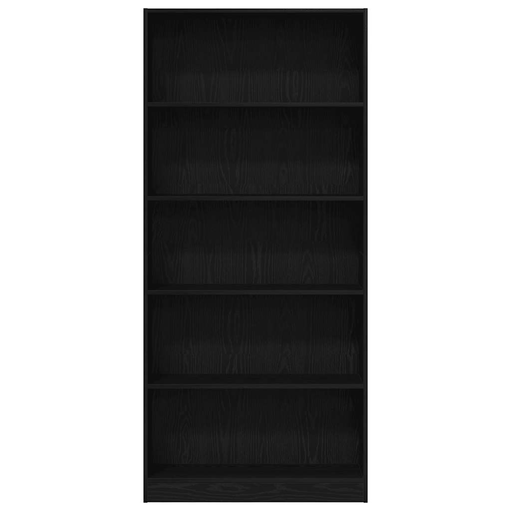 Bibliothèque aspect chêne noir 80 x 24 x 176 cm Matériau bois
