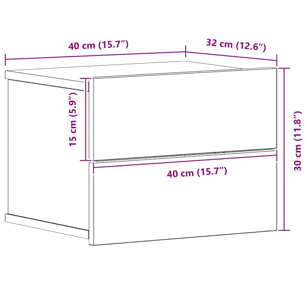 Nachttisch 2 Stk. Schwarz Eichen-Optik 40 x 30 x 30 cm