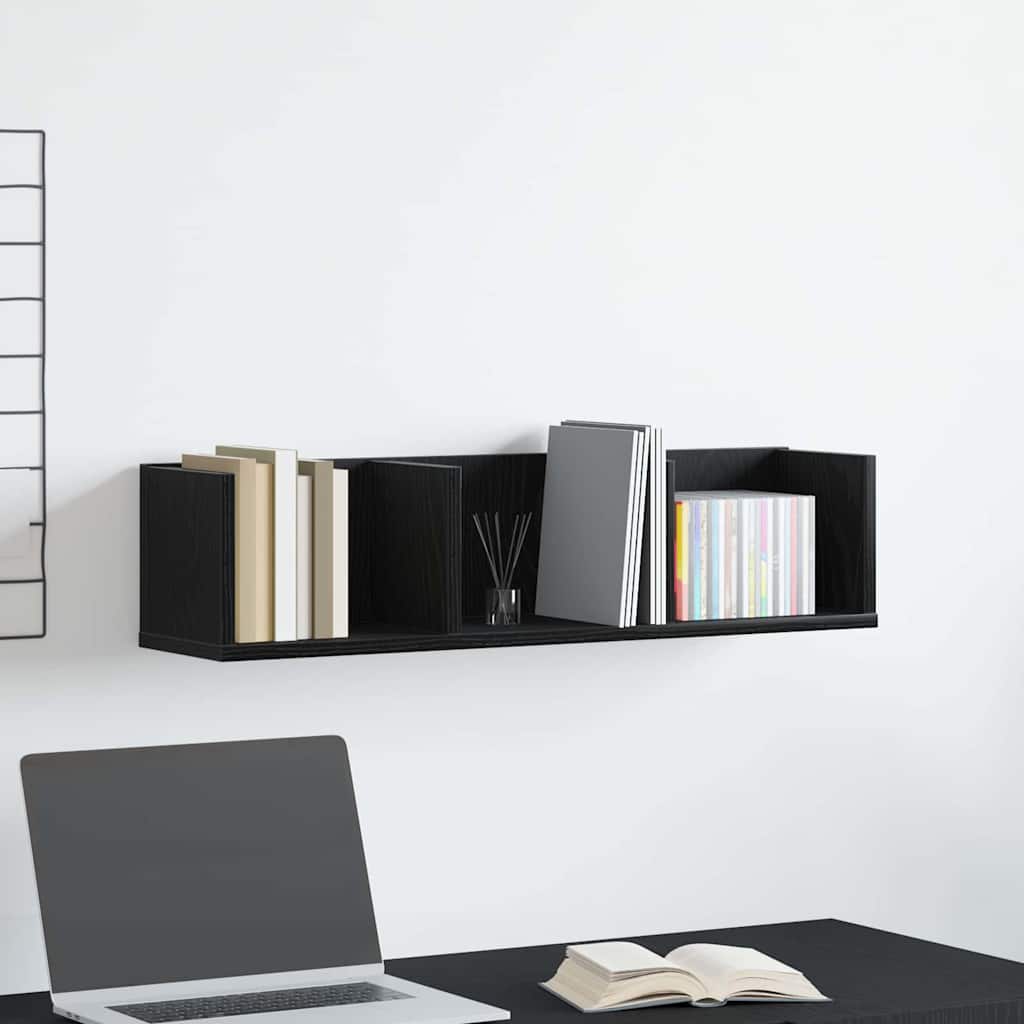 Wandregal Wandhalterung Schwarz Eichen-Optik 75 x 18 x 18 cm