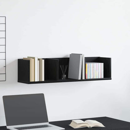 Wandregal Wandhalterung Schwarz Eichen-Optik 75 x 18 x 18 cm