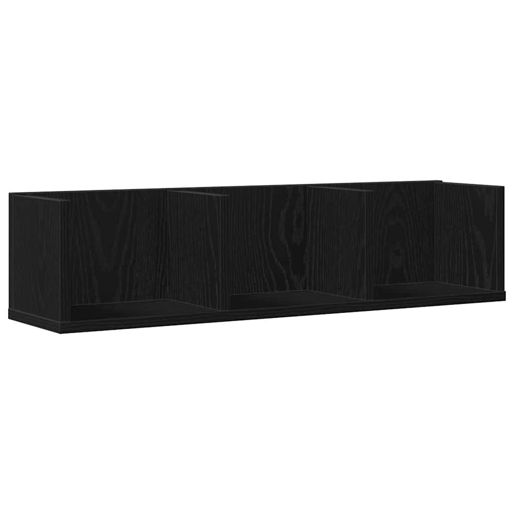 Wandregal Wandhalterung Schwarz Eichen-Optik 75 x 18 x 18 cm