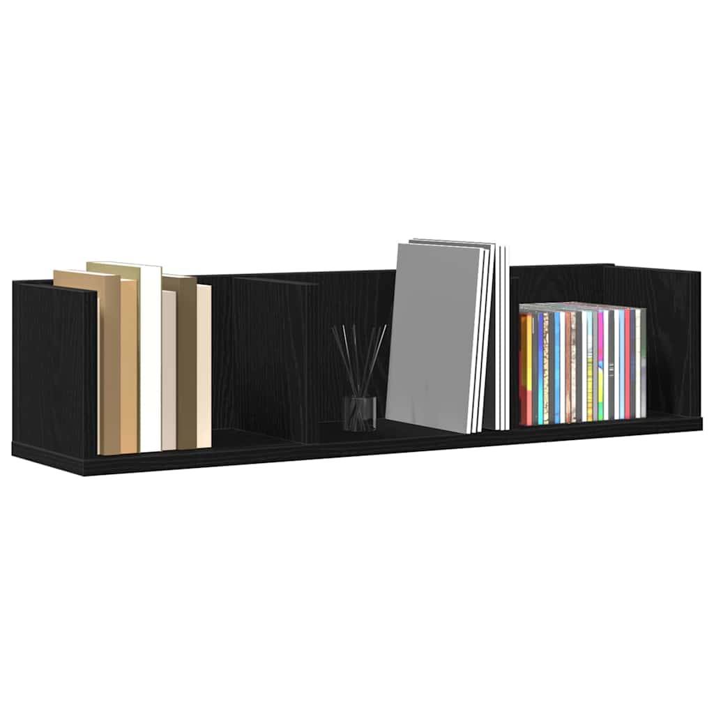 Wandregal Wandhalterung Schwarz Eichen-Optik 75 x 18 x 18 cm