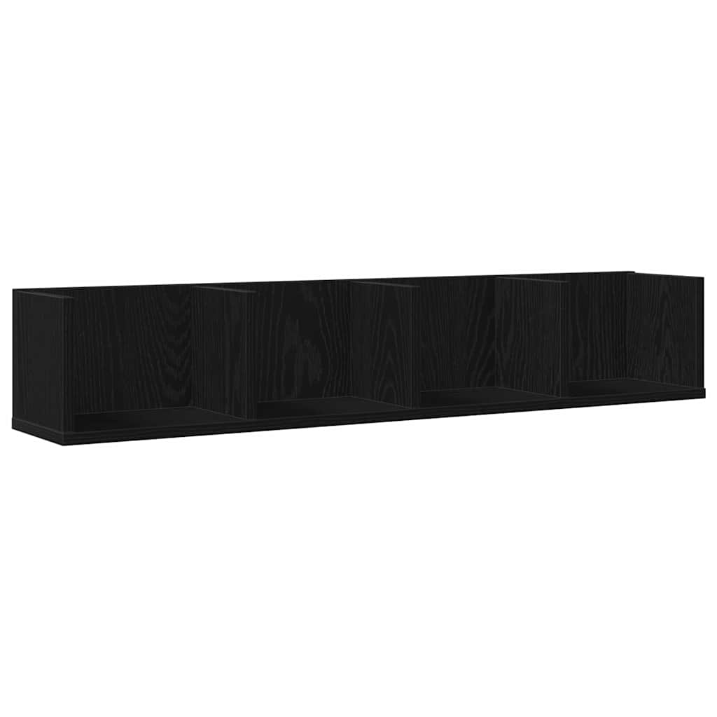 Wandregal Wandhalterung Schwarz Eichen-Optik 100 x 18 x 18 cm