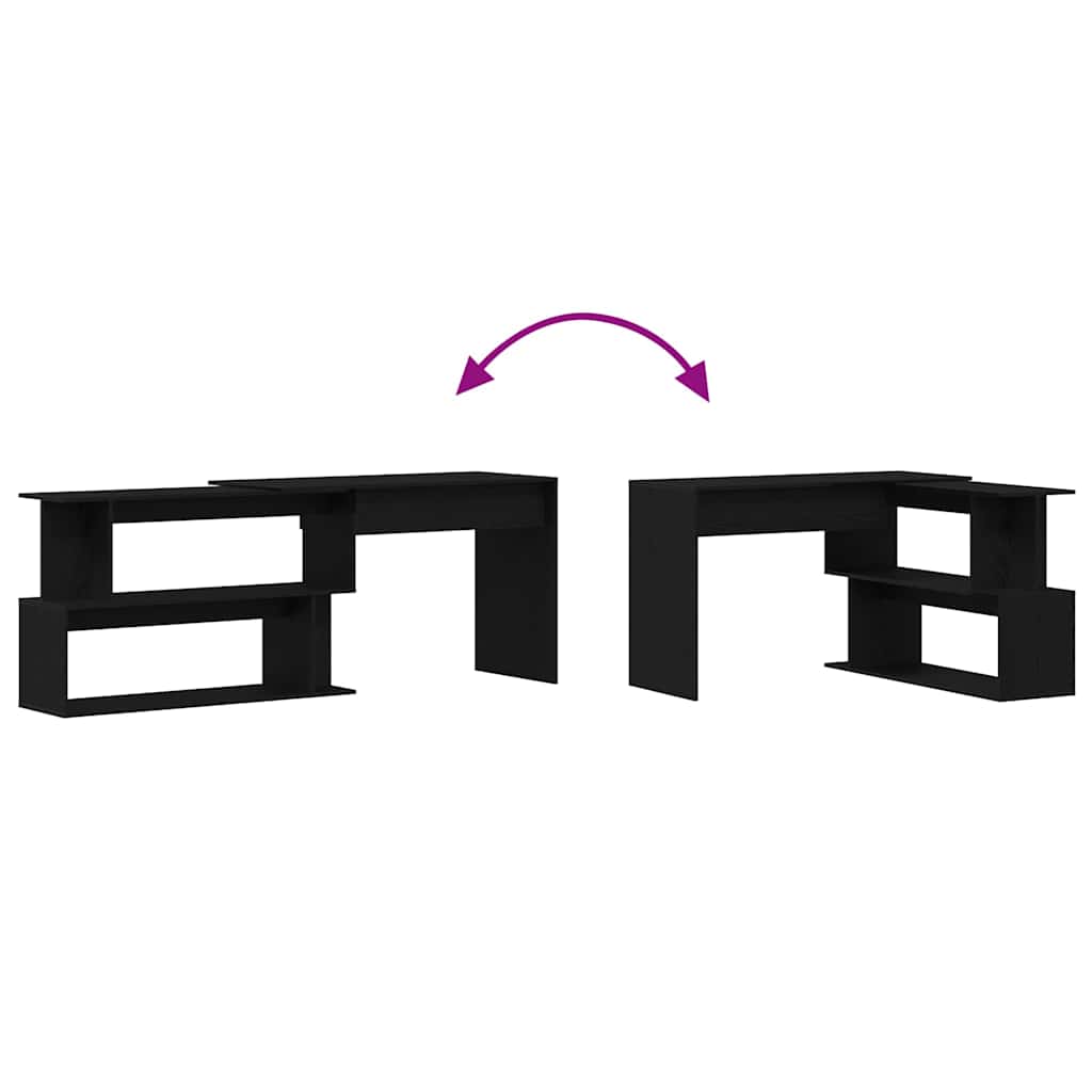 Schreibtisch Schwarz Eichen-Optik Holzwerkstoff
