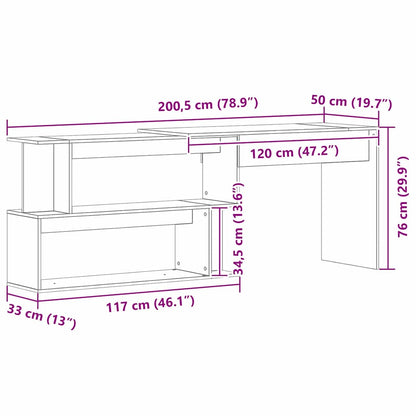 Schreibtisch Schwarz Eichen-Optik Holzwerkstoff