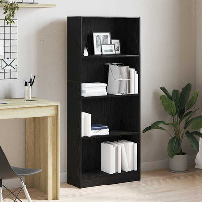 Bücherregal 60 x 24 x 143 cm Holzwerkstoff Schwarz Eichen-Optik