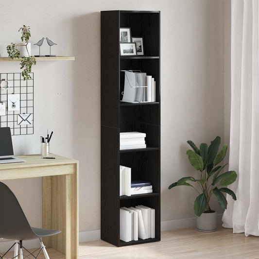 Bücherregal Eiche Schwarz 40 x 30 x 189 cm Holzwerkstoff