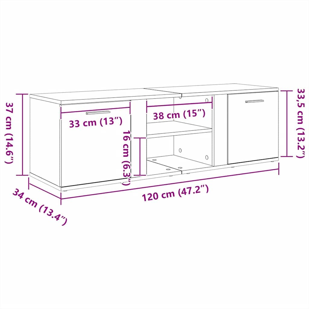 TV-Schrank Schwarze Eiche 120x34x37 cm Holzwerkstoff