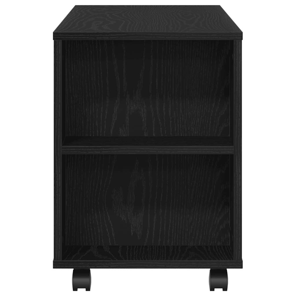 Meuble TV à roulettes, aspect chêne noir, 102 x 34,5 x 43 cm