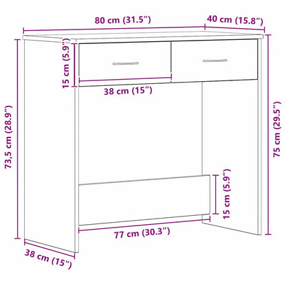 Schreibtisch Schwarz Eichen-Optik Holzwerkstoff 80 x 40 x 75 cm
