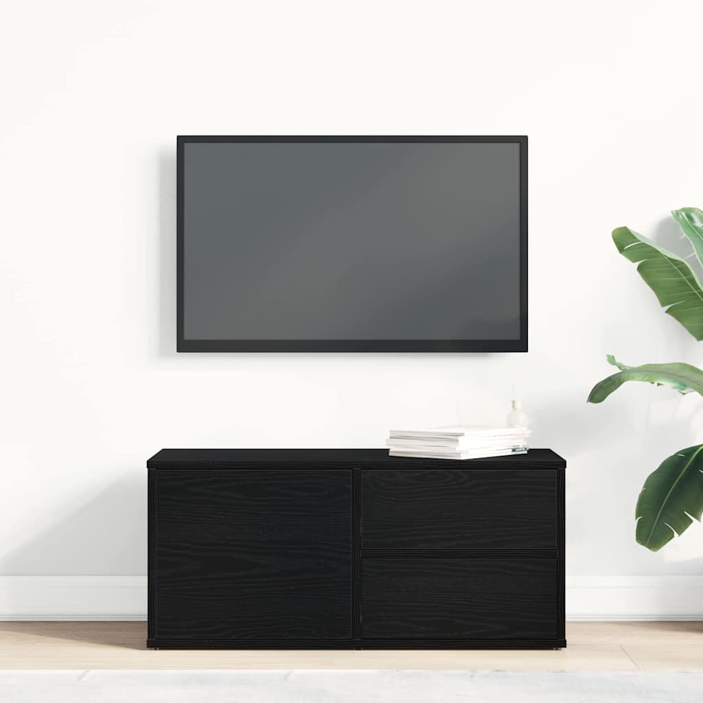 TV-Schränk 80 x 34 x 36 cm Schwarz Eichen-Optik Holzwerkstoff