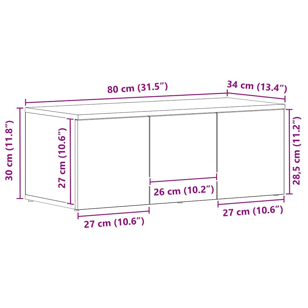 TV-Schränk 80x34x30 cm Schwarz Eichen-Optik Holzwerkstoff