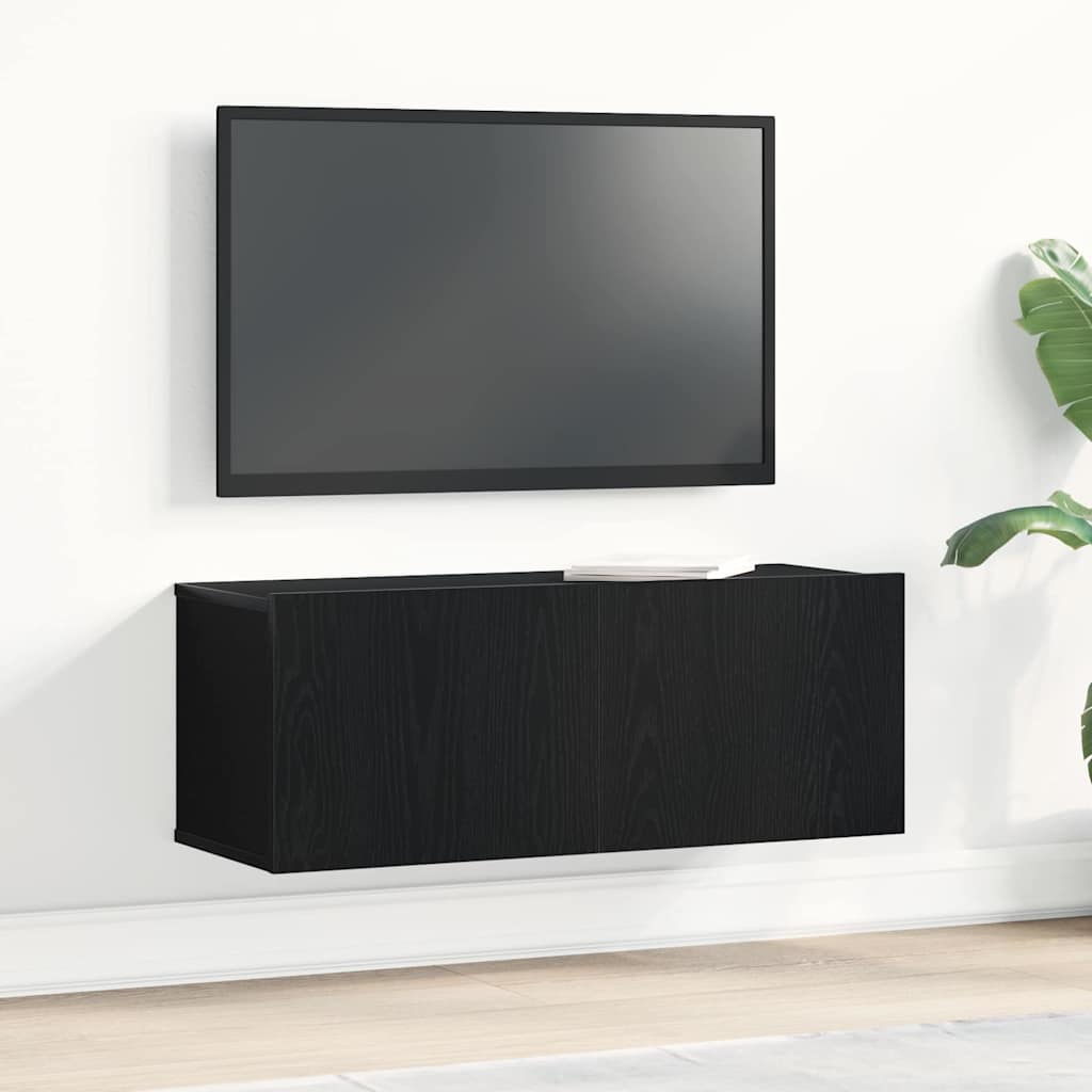 TV-Schränk 80 x 30 x 30 cm Schwarz Eichen-Optik Holzwerkstoff