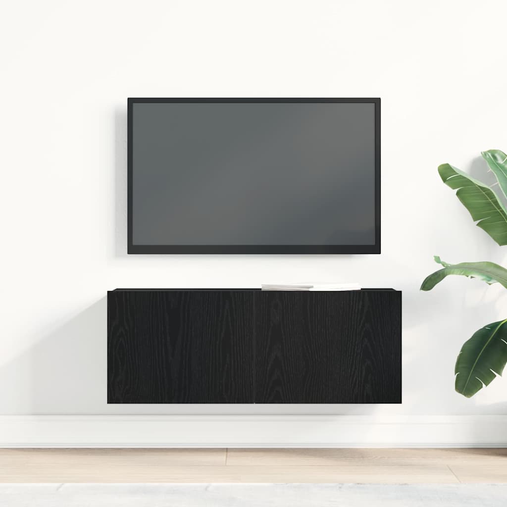 TV-Schränk 80 x 30 x 30 cm Schwarz Eichen-Optik Holzwerkstoff