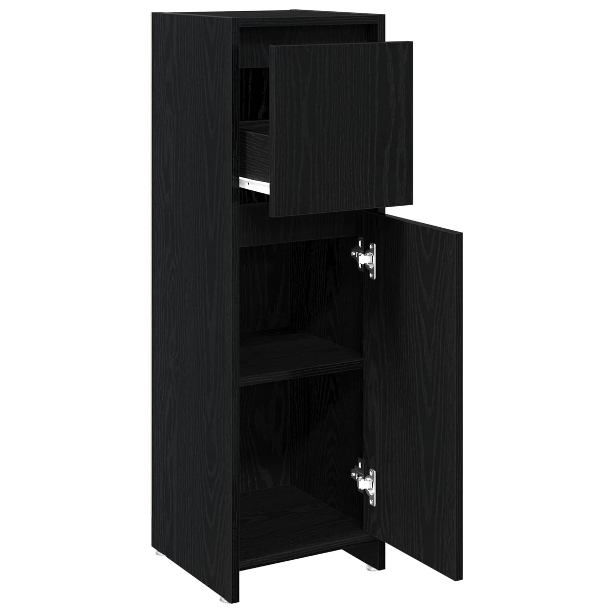 Badezimmerschrank Schwarz Eichen-Optik 30 x 30 x 95 cm