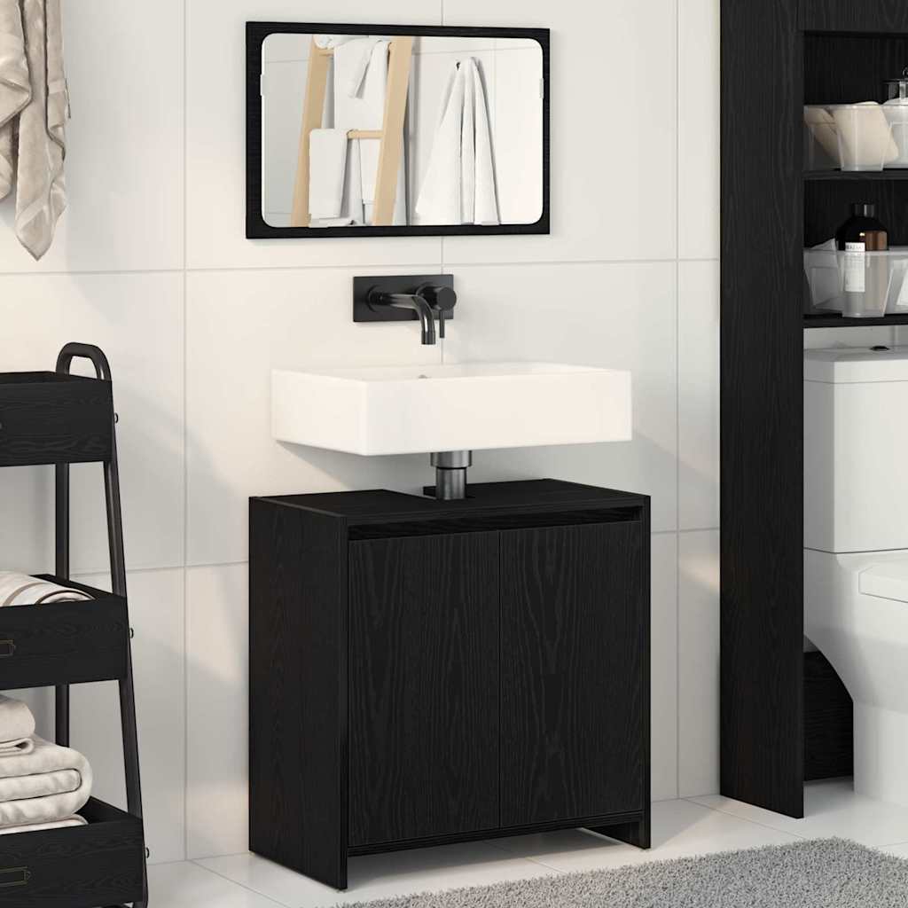 Badezimmerschrank Schwarz Eichen-Optik 60 x 33 x 60 cm