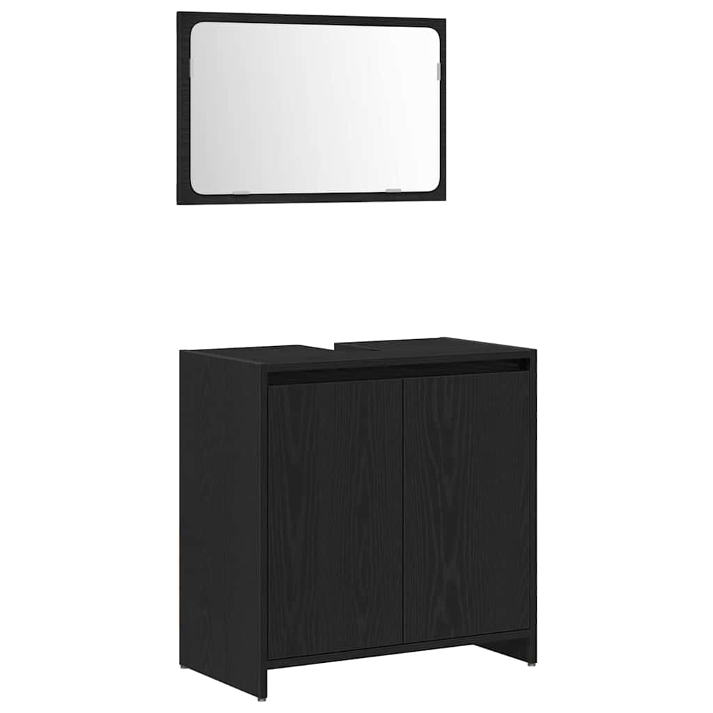 Badezimmerschrank Schwarz Eichen-Optik 60 x 33 x 60 cm