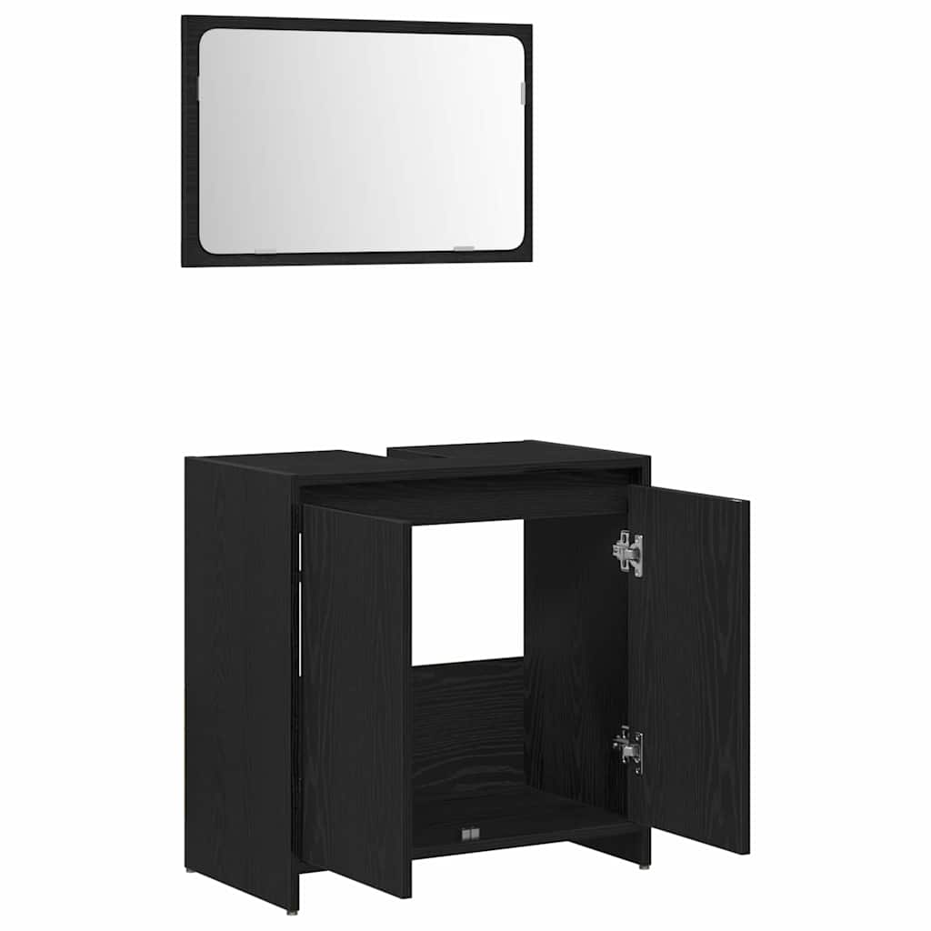 Badezimmerschrank Schwarz Eichen-Optik 60 x 33 x 60 cm