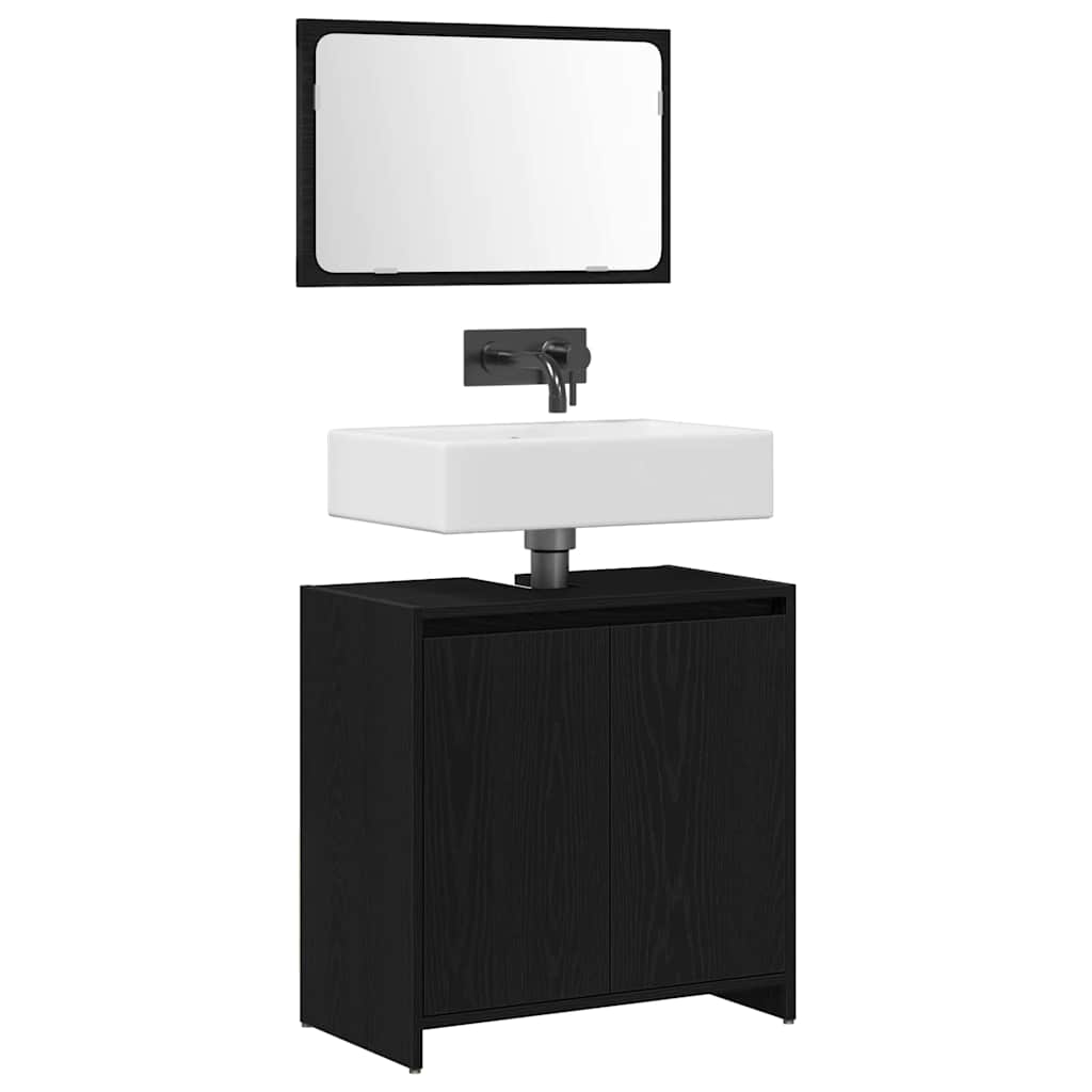 Badezimmerschrank Schwarz Eichen-Optik 60 x 33 x 60 cm