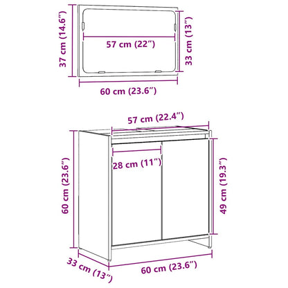 Badezimmerschrank Schwarz Eichen-Optik 60 x 33 x 60 cm
