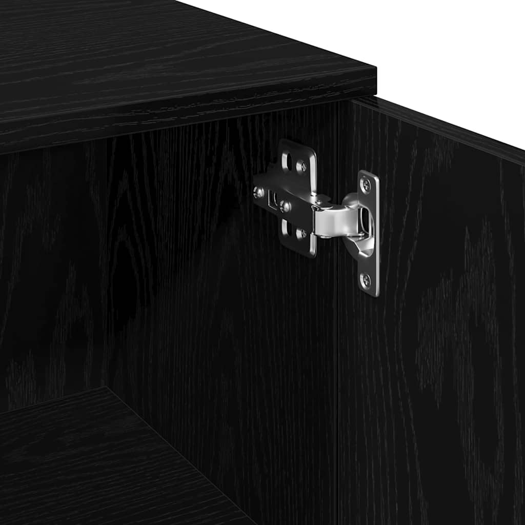 Badezimmerschrank Schwarz Eichen-Optik 30 x 30 x 179 cm
