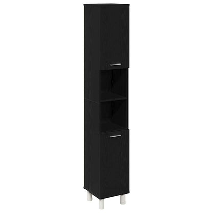 Badezimmerschrank Schwarz Eichen-Optik 30 x 30 x 179 cm