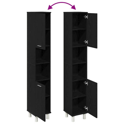 Badezimmerschrank Schwarz Eichen-Optik 30 x 30 x 179 cm