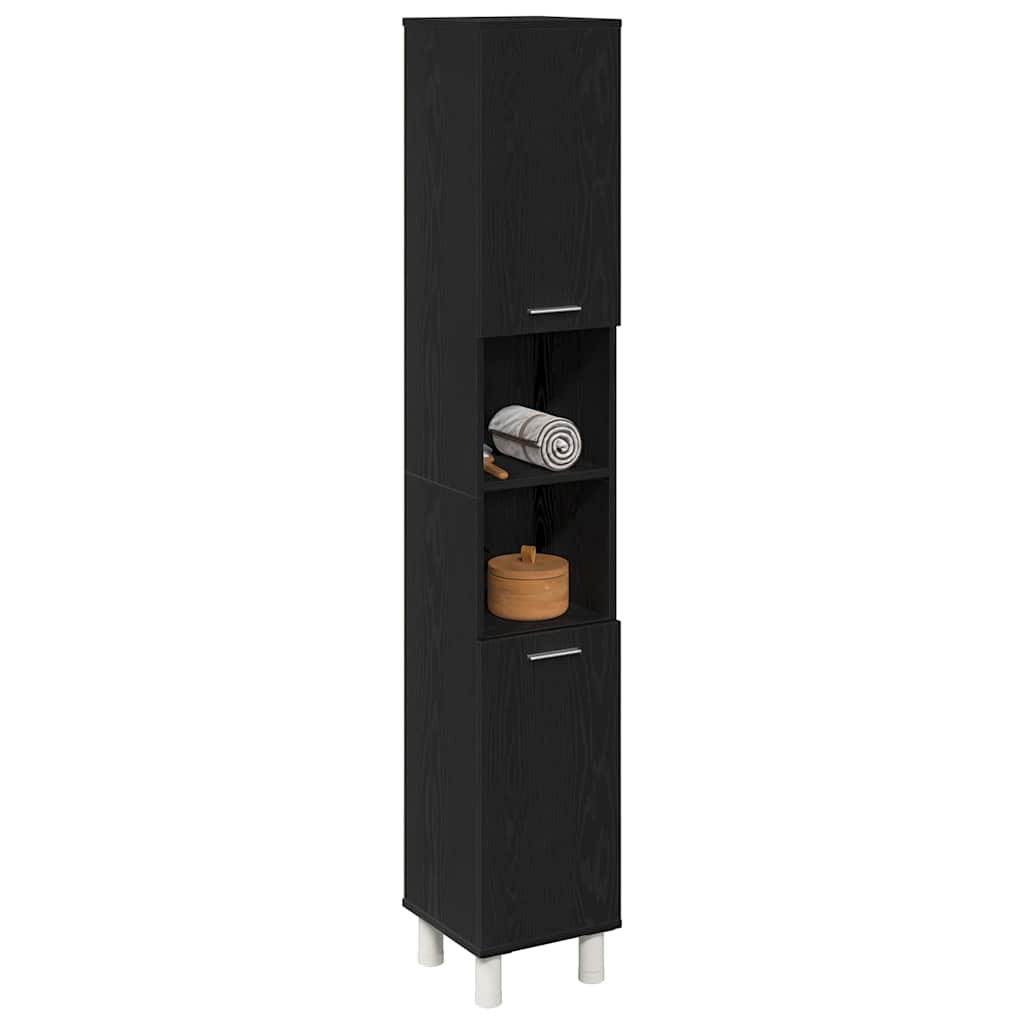 Badezimmerschrank Schwarz Eichen-Optik 30 x 30 x 179 cm