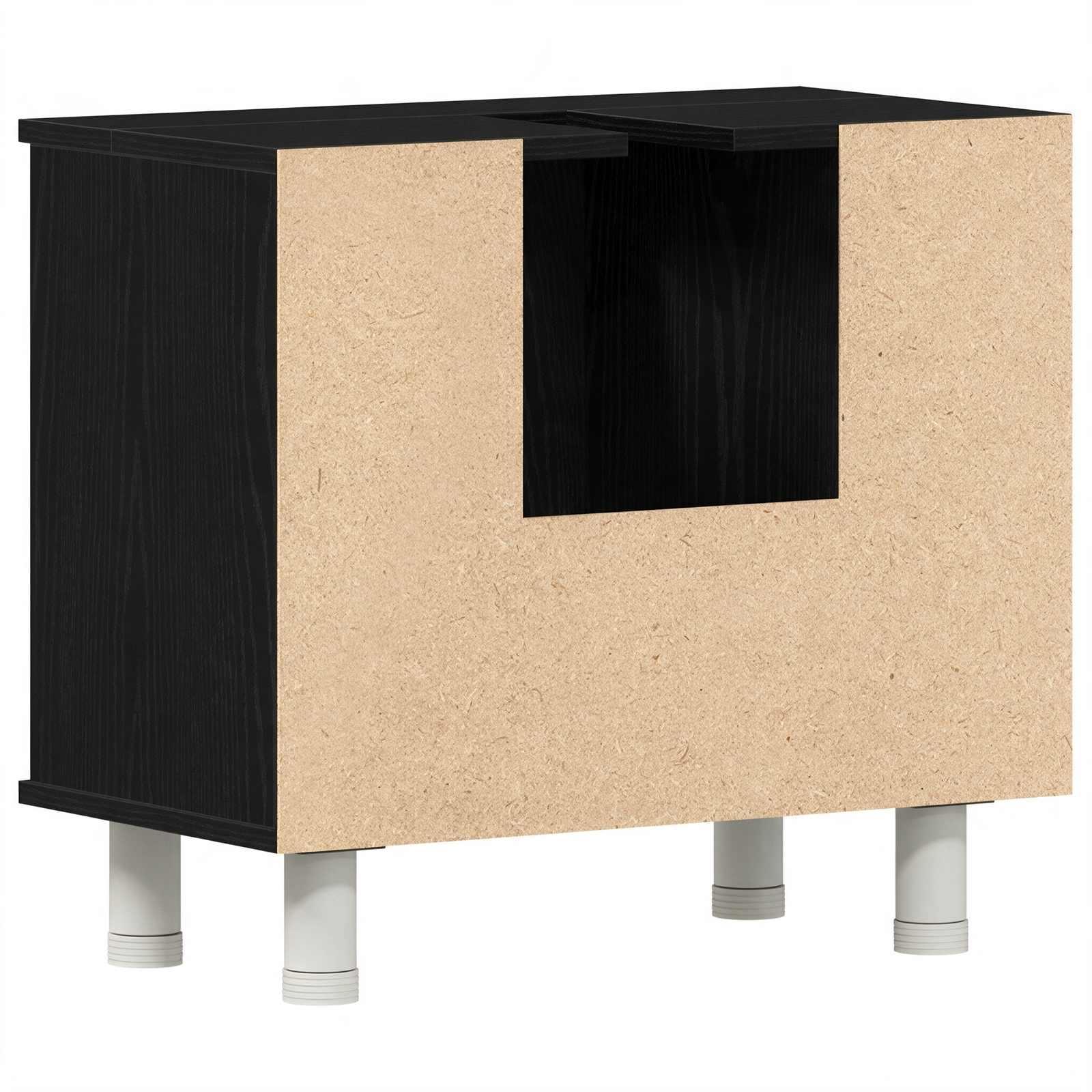 Badezimmerschrank Schwarz Eichen-Optik 60 x 32 x 54 cm