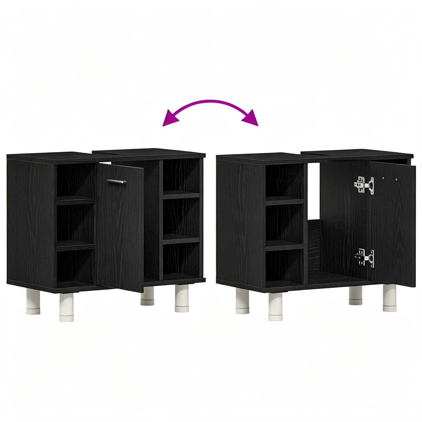 Badezimmerschrank Schwarz Eichen-Optik 60 x 32 x 54 cm